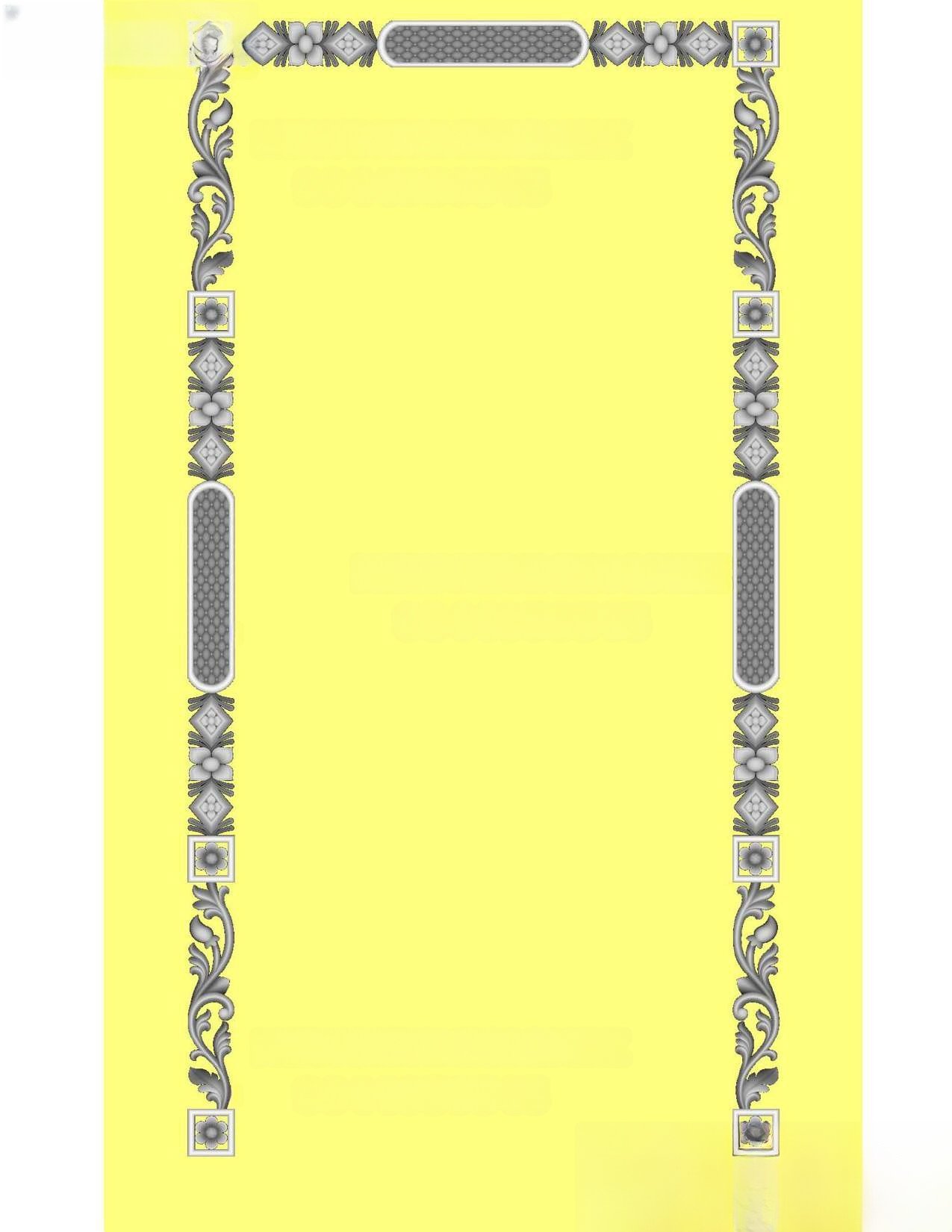 MD - MIX-01 Elegant Ornate Floral Border Frame 3D Relief Model